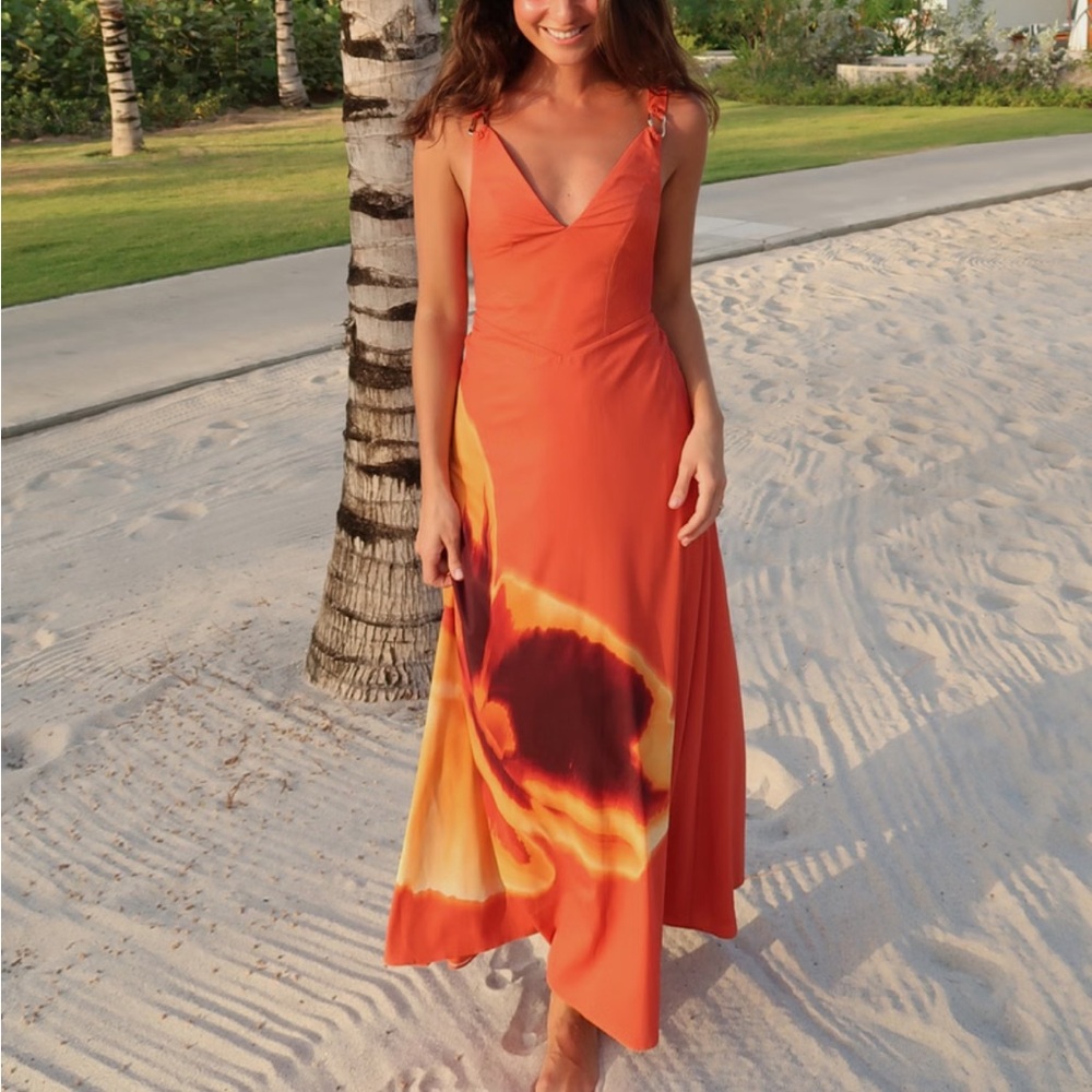 Abercrombie Elegant Orange Floral Maxi Dress